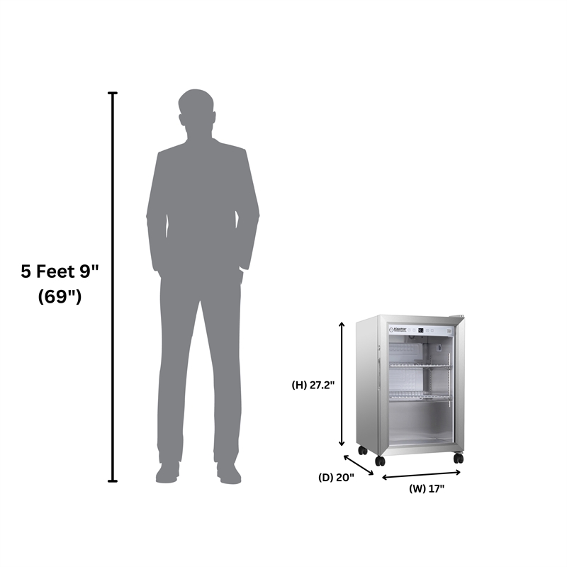 Equator 2.3cf Outdoor/Indoor Refrigerator IPX4 SS Builtin/FS 85 Cans Quiet 42dB