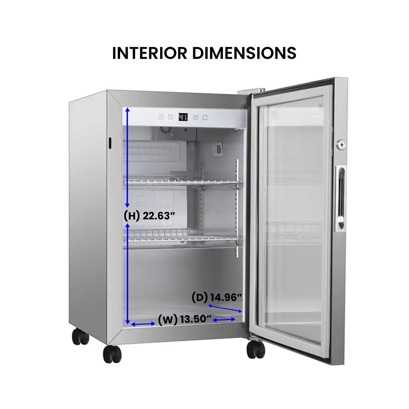 Equator 2.3cf Outdoor/Indoor Refrigerator IPX4 SS Builtin/FS 85 Cans Quiet 42dB