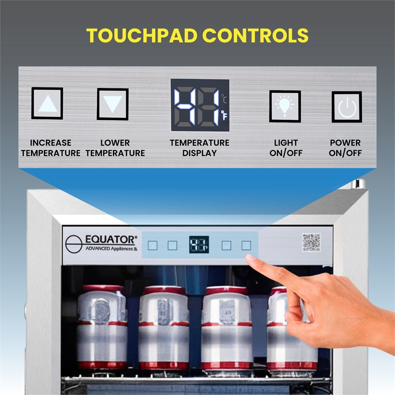 Equator 2.3cf Outdoor/Indoor Refrigerator IPX4 SS Builtin/FS 85 Cans Quiet 42dB