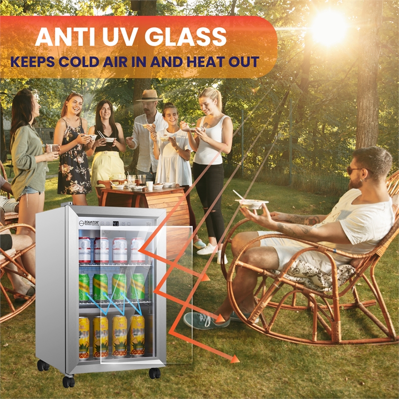 Equator 2.3cf Outdoor/Indoor Refrigerator IPX4 SS Builtin/FS 85 Cans Quiet 42dB