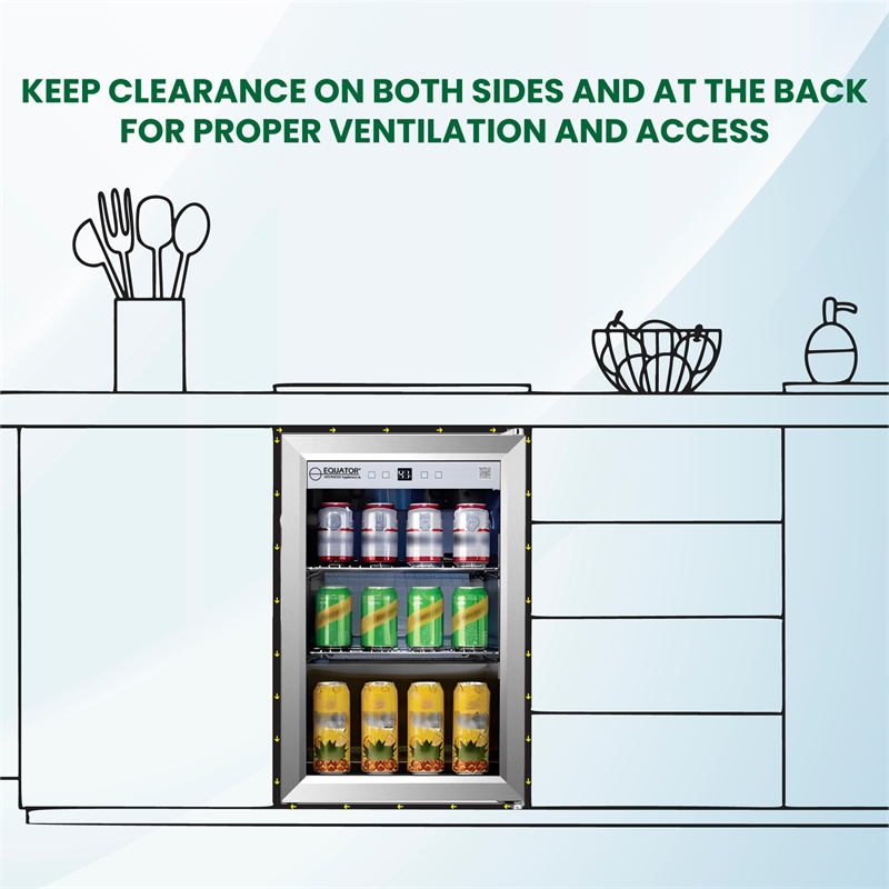 Equator 2.3cf Outdoor/Indoor Refrigerator IPX4 SS Builtin/FS 85 Cans Quiet 42dB