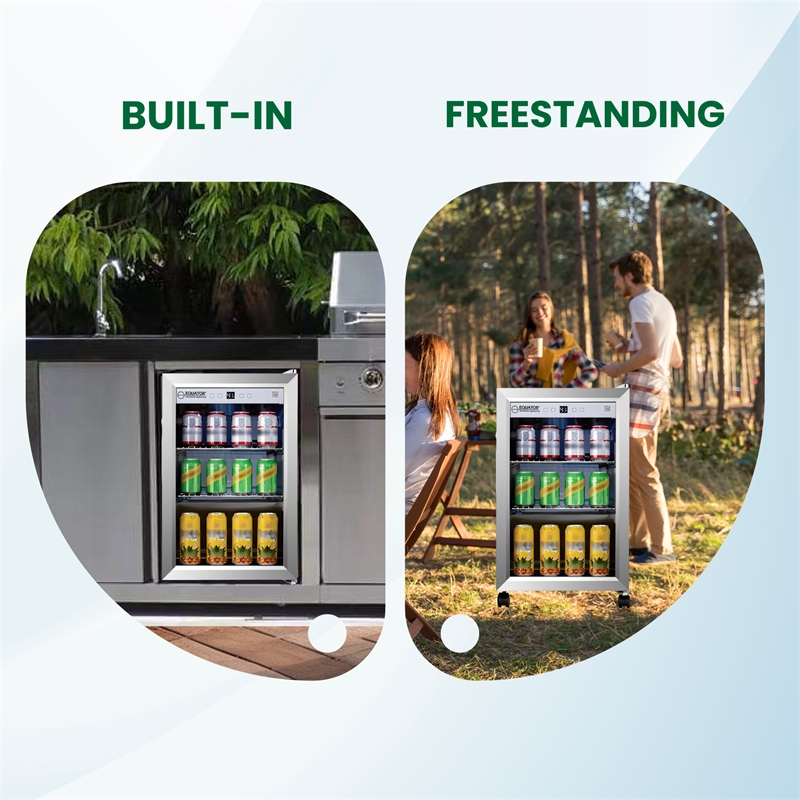 Equator 2.3cf Outdoor/Indoor Refrigerator IPX4 SS Builtin/FS 85 Cans Quiet 42dB