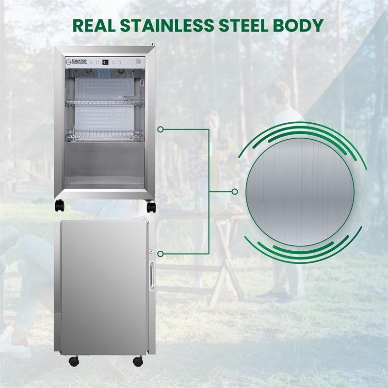 Equator 2.3cf Outdoor/Indoor Refrigerator IPX4 SS Builtin/FS 85 Cans Quiet 42dB