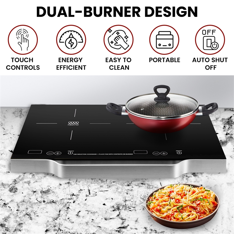 Equator Advanced Appliances Portable Dual Burner Induction Cooktop with Handle
