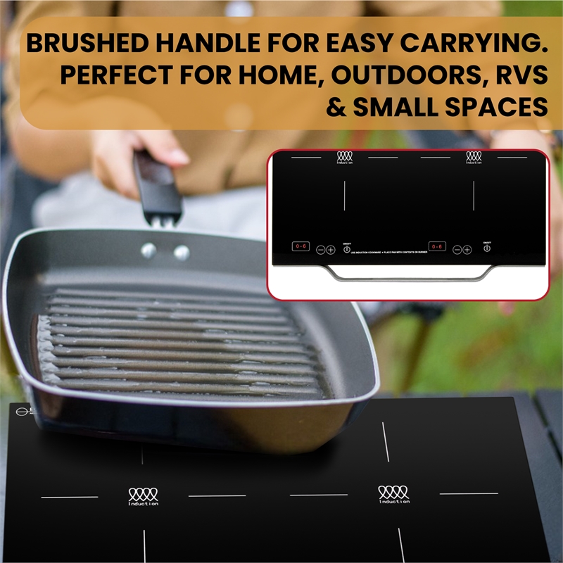 Equator Advanced Appliances Portable Dual Burner Induction Cooktop with Handle