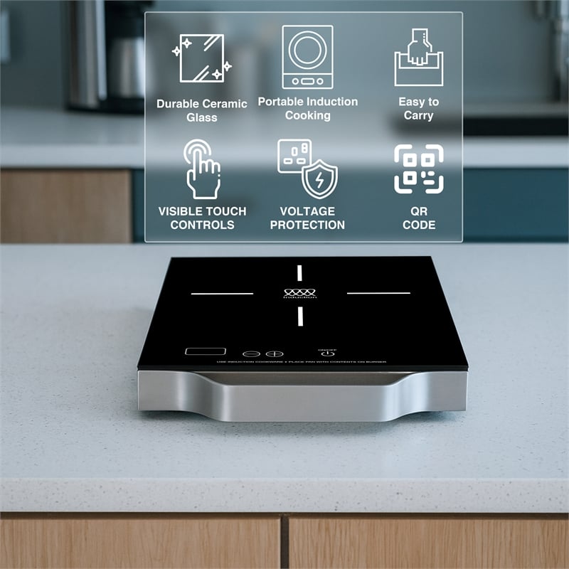 Equator 11inch Portable Single-Burner Induction Cooktop - with Handle in Black