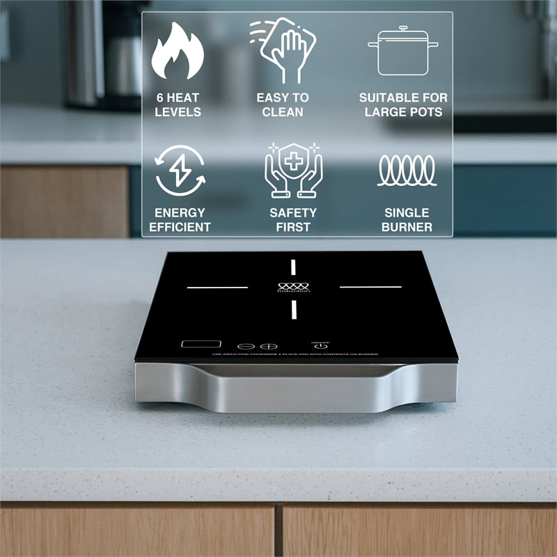 Equator 11inch Portable Single-Burner Induction Cooktop - with Handle in Black