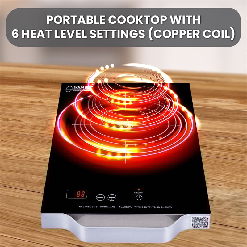 Equator 11inch Portable Single-Burner Induction Cooktop - with Handle in Black
