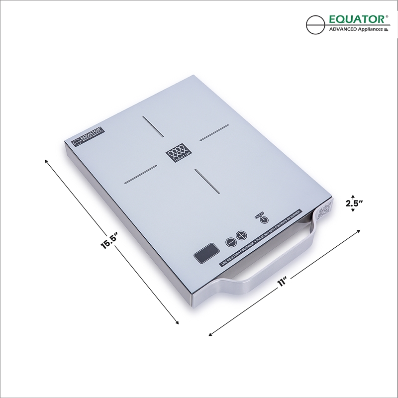 Equator 11inch Portable Single-Burner Induction Cooktop - with Handle in Silver