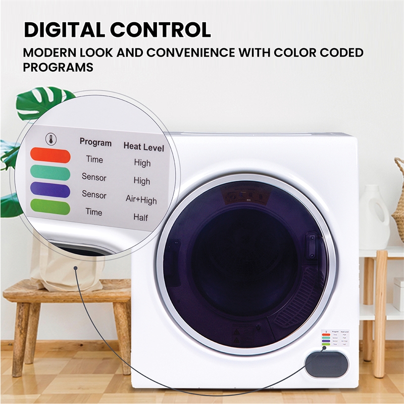 Equator 3.5 cu.ft. 110V Compact Digital Vented Sensor Dryer in White