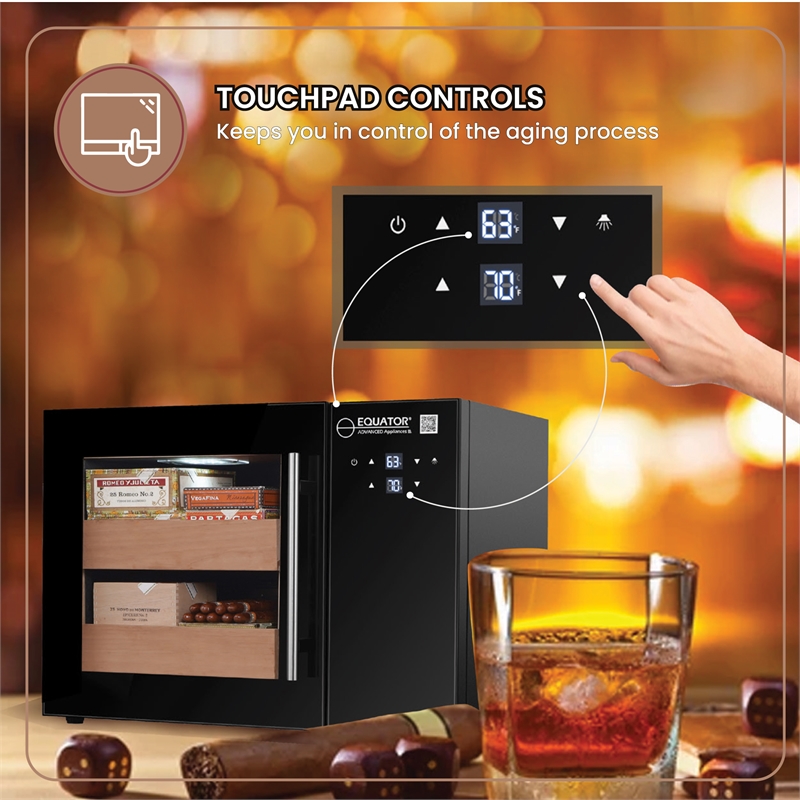 Equator 1.4 Cu Ft Electronic Cooler Humidor with Cedar Wood Shelves
