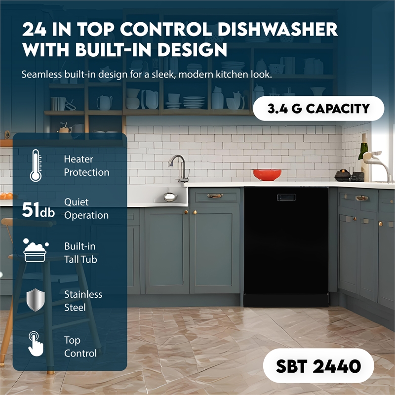 Equator 24 in Dishwasher Top Control 3 Rack 15 place 3.4g QUIET 51 dB 110V EStar