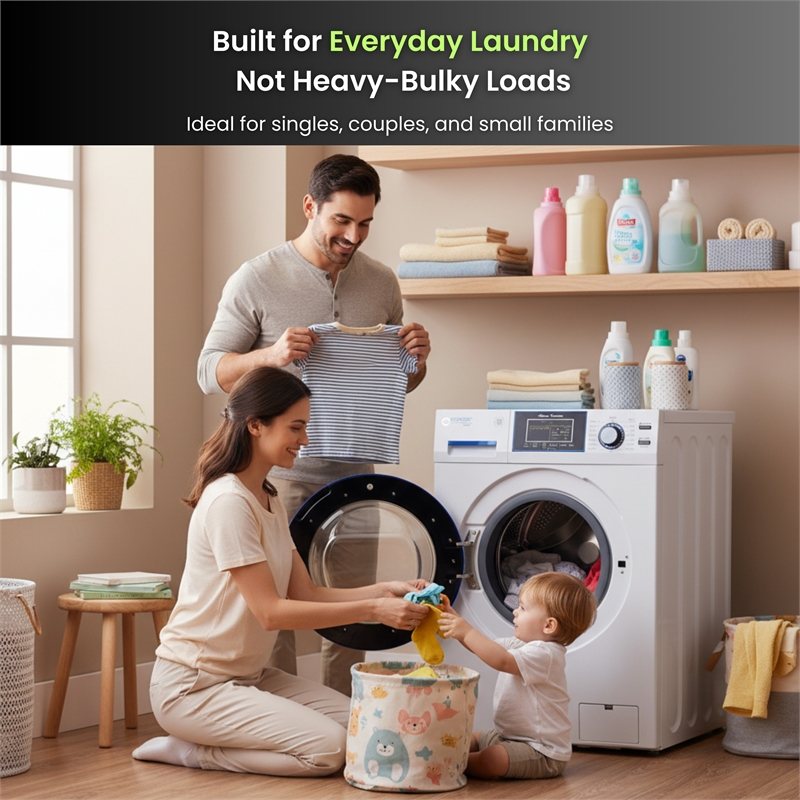 Equator 1.6 cu.ft./15 lbs White 110V Front load Washer 15 programs + Pet Cycle