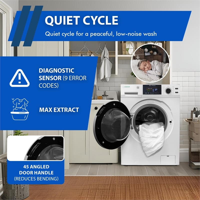 Equator 1.6 cu.ft./15 lbs White 110V Front load Washer 15 programs + Pet Cycle