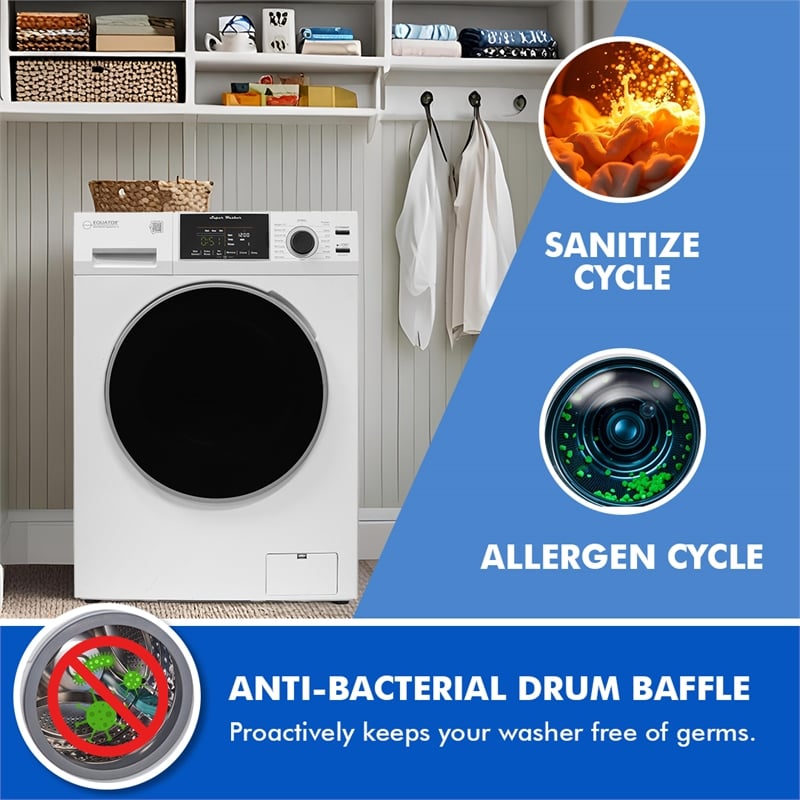 Equator 1.6 cu.ft./15 lbs White 110V Front load Washer 15 programs + Pet Cycle