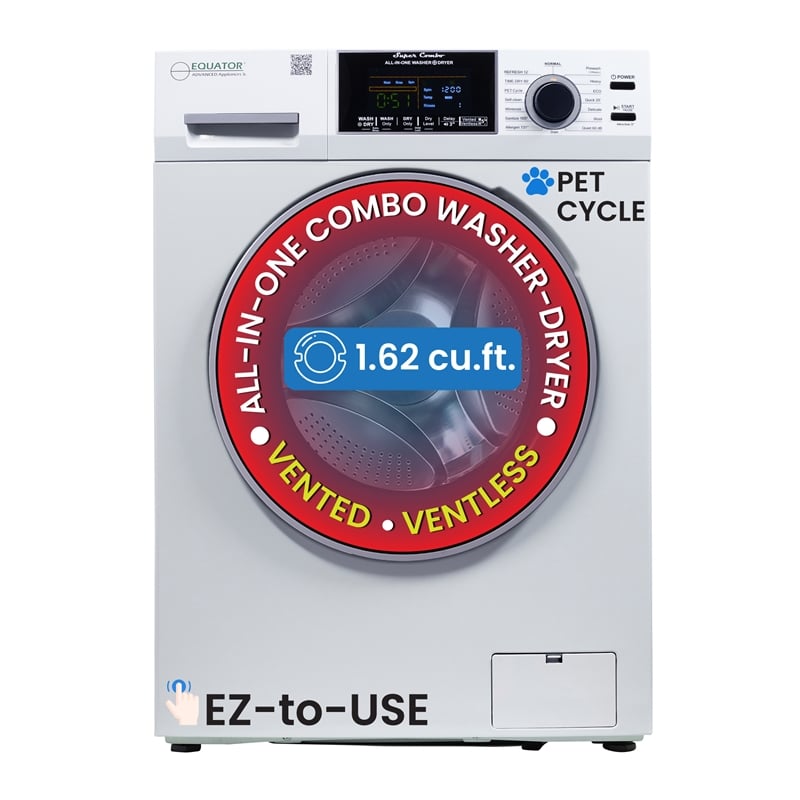 Equator Pet Compact 110V Vented/Ventless 15 lbs Sani Combo Washer Dryer 1400 RPM