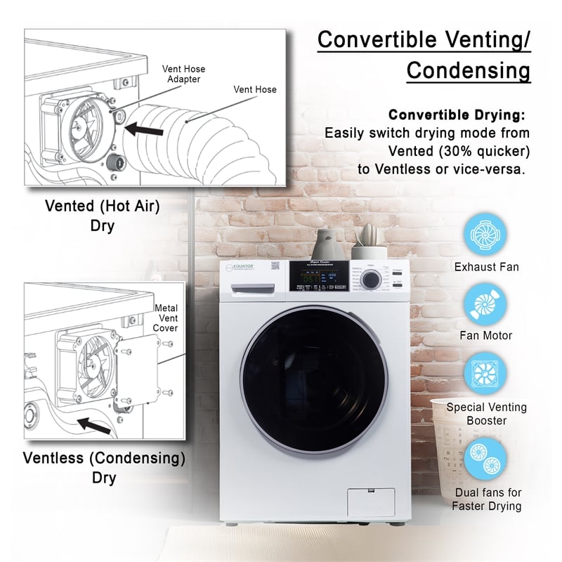 Equator Pet Compact 110V Vented/Ventless 15 lbs Sani Combo Washer Dryer 1400 RPM