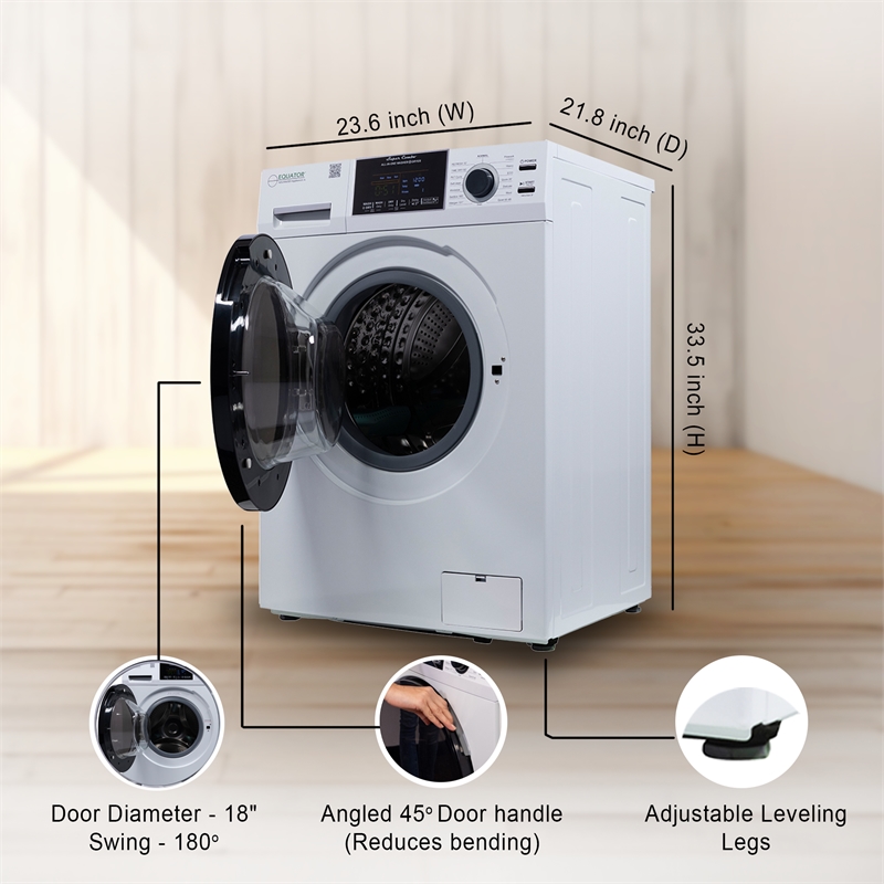 Equator Pet Compact 110V Vented/Ventless 15 lbs Sani Combo Washer Dryer Silver