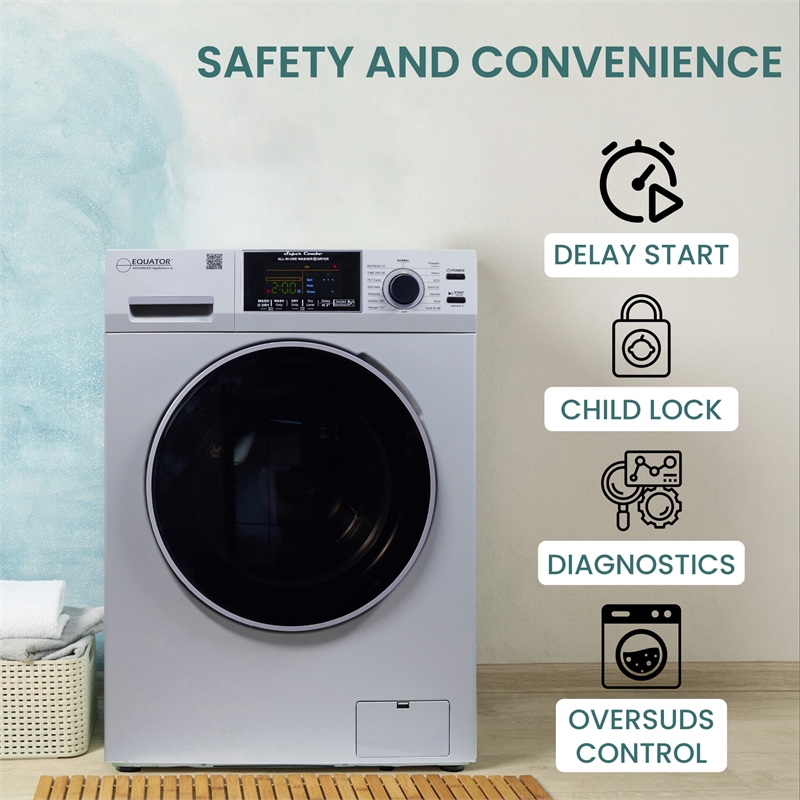 Equator Pet Compact 110V Vented/Ventless 15 lbs Sani Combo Washer Dryer Silver