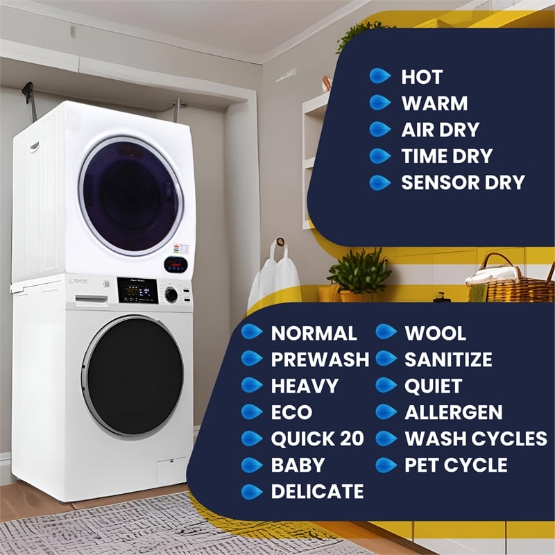 Equator Digital Pet 15 lbs Compact 110V Set Sani Washer+Vented 3.5cf Dryer