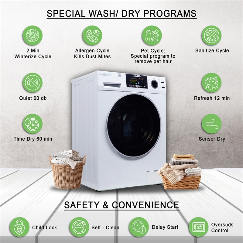 Equator Advanced Appliances 1.62cf Plastic Washer Dryer in White