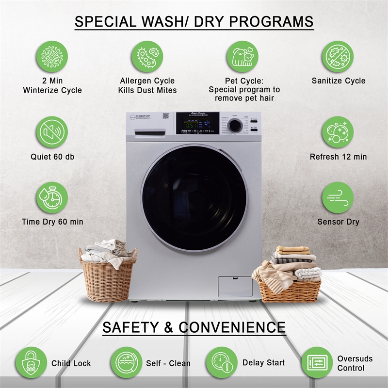 Equator Advanced Appliances 1.62cf Plastic Washer Dryer in Silver
