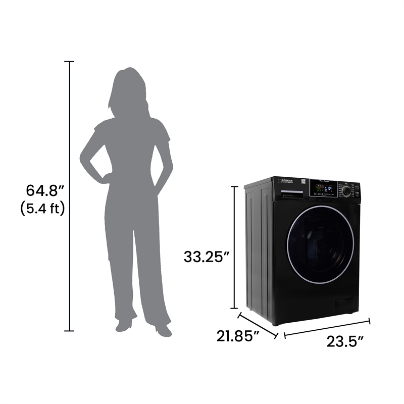 Equator 1.6 cu.ft./15 lbs Black 110V Front load Washer 15 programs + Pet Cycle