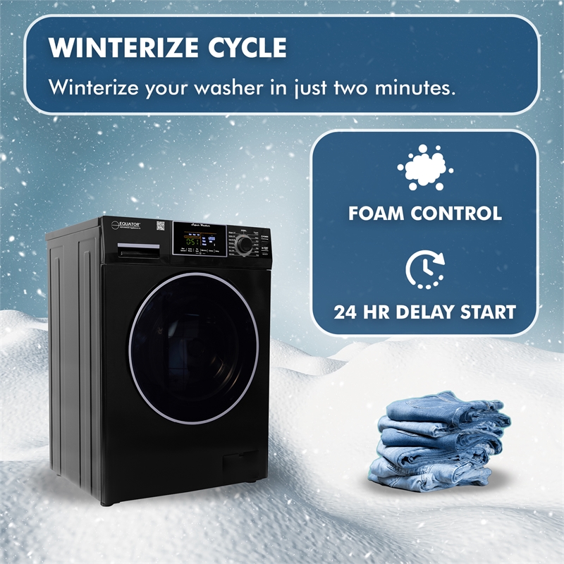 Equator 1.6 cu.ft./15 lbs Black 110V Front load Washer 15 programs + Pet Cycle