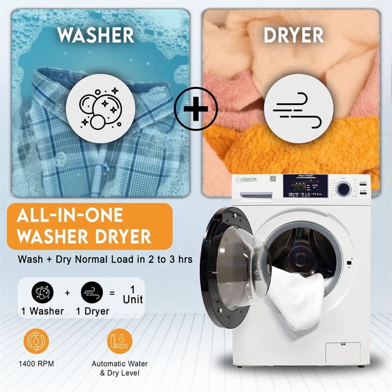 Equator All-in-One Washer Dryer VENTED-DRY  FASTER than Condense 15lb 110V