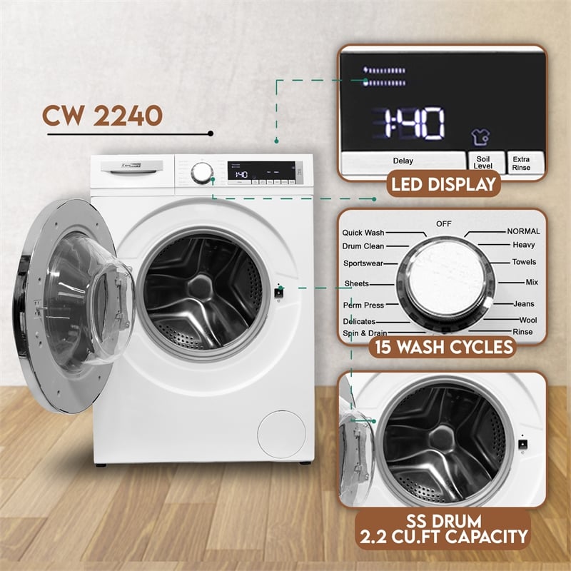 ConServ Washer 2.2cf AUTOSENSE 1400 RPM 15 programs Sanitize LED Display 120V