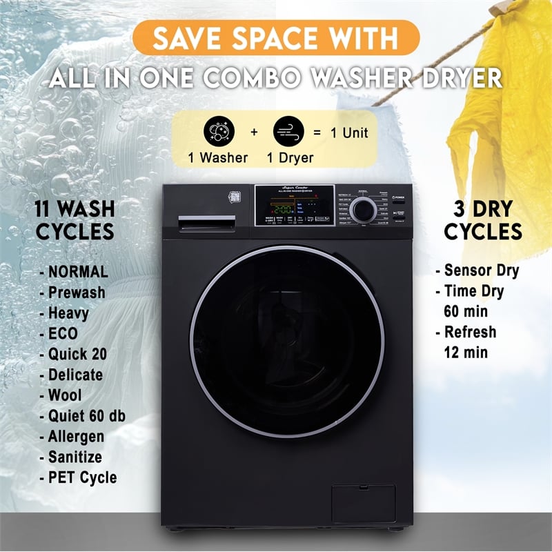 All-In-One CONVERTIBLE Washer-Dryer 18lb/1.9cf SANITIZE  PET Cycle 1400RPM