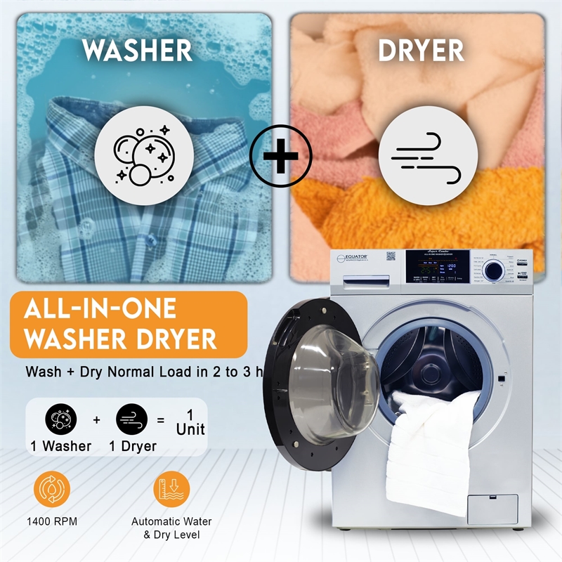 Equator All-in-One Washer Dryer VENTED-DRY  FASTER than Condense 15lb 110V