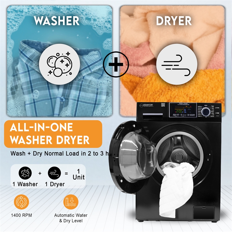 Equator All-in-One Washer Dryer VENTED-DRY  FASTER than Condense 15lb 110V