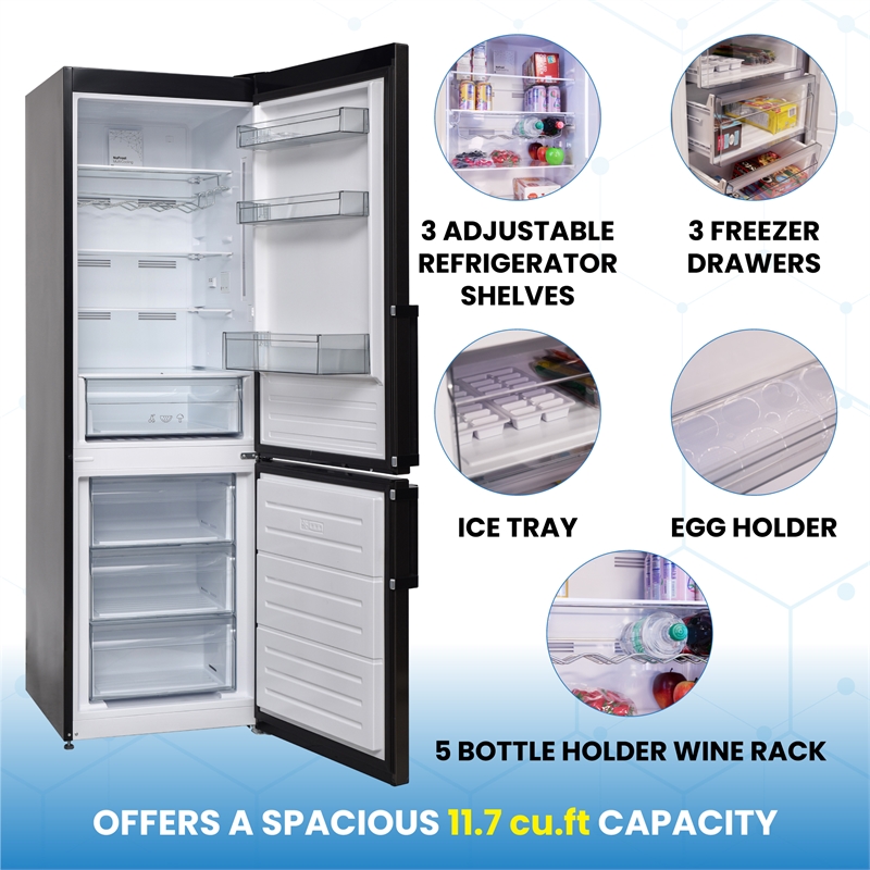 Conserv 12cf No Frost Bottom Freezer Refrigerator Wine Rack GARAGE READY E-Star