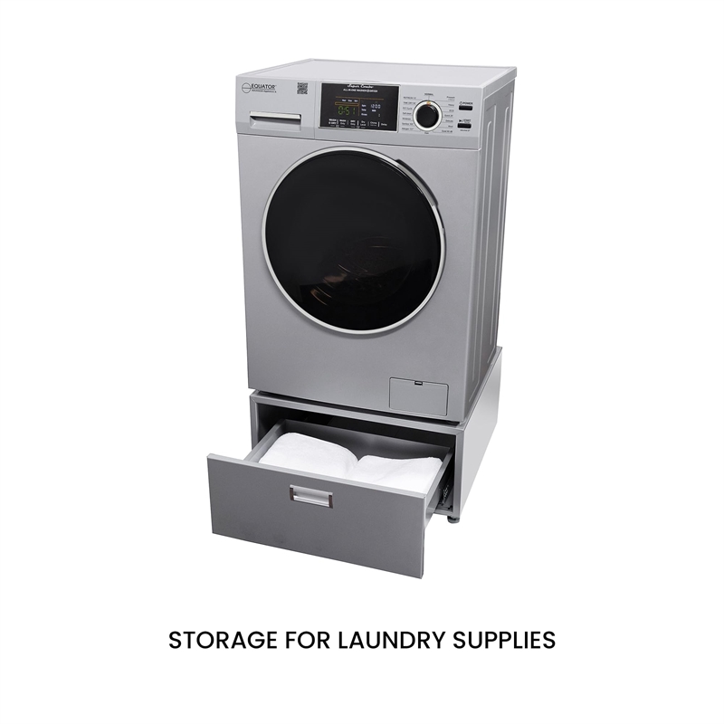 All-in-one Washer Dryer Ventless BUILTIN 0-CLEARANCE 15lbs 110V 1400RPM+Pedestal