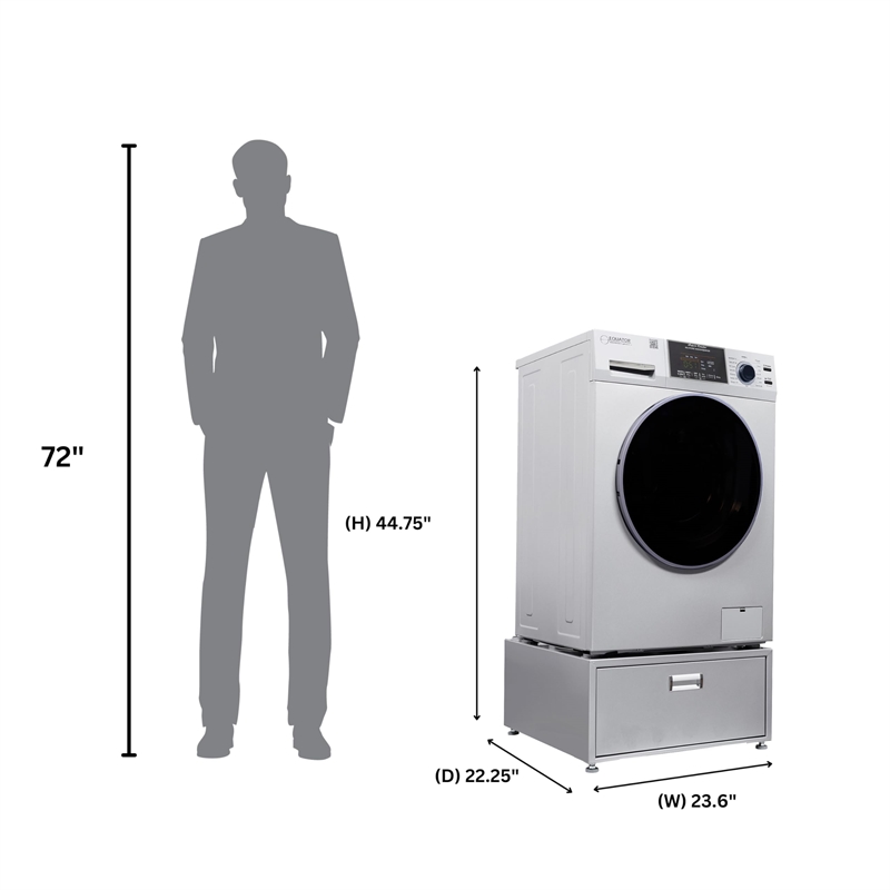 All-in-one Washer Dryer Ventless BUILTIN 0-CLEARANCE 15lbs 110V 1400RPM+Pedestal