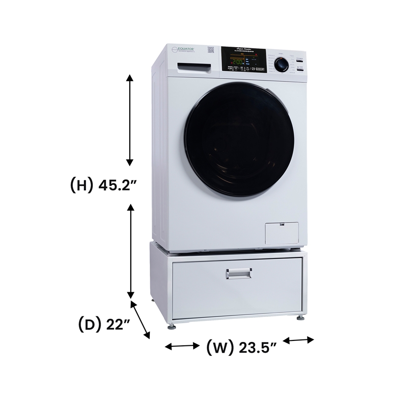 All-in-one Washer Dryer CONVERTIBLE PET Sanitize Cycle 15 lbs 1400RPM+Pedestal