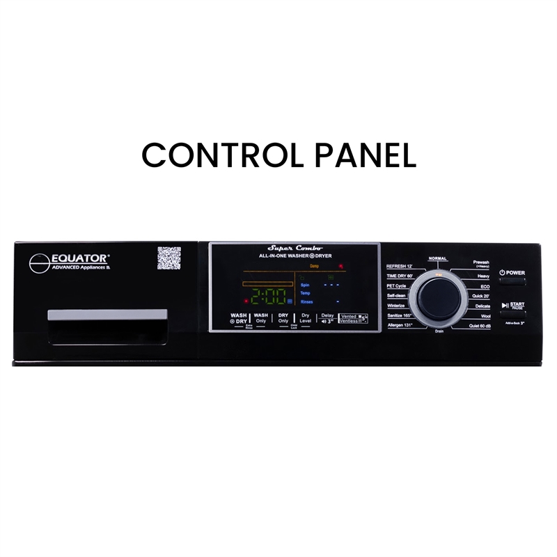 All-in-one Washer Dryer CONVERTIBLE PET Sanitize Cycle 15 lbs 1400RPM+Pedestal