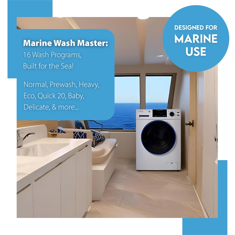 Marine Washer ANTI CORROSION 1.62 cf/15 lbs. 1400 RPM Salt Wash Sanitize 110V