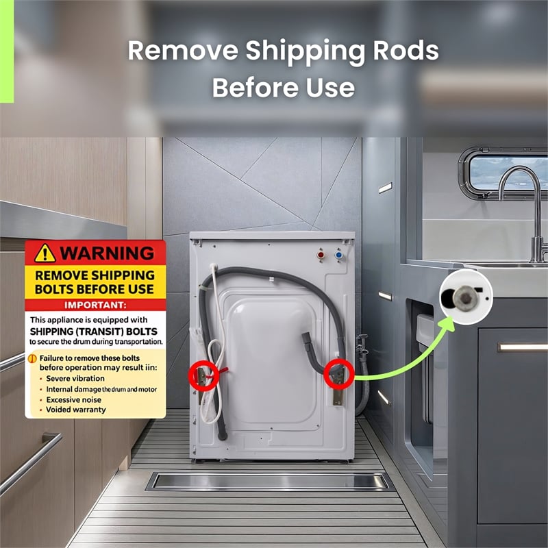 Marine Washer ANTI CORROSION 1.62 cf/15 lbs. 1400 RPM Salt Wash Sanitize 110V