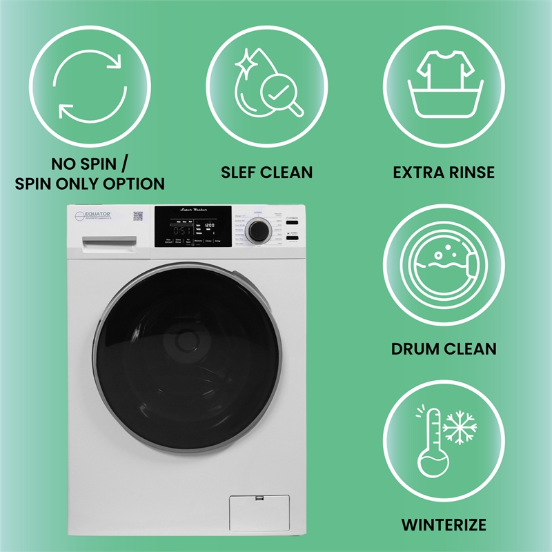 Equator Side by Side 18lbs Washer 1.9cf 110V + 20lbs HEAT PUMP DRYER 3.7cf 110V