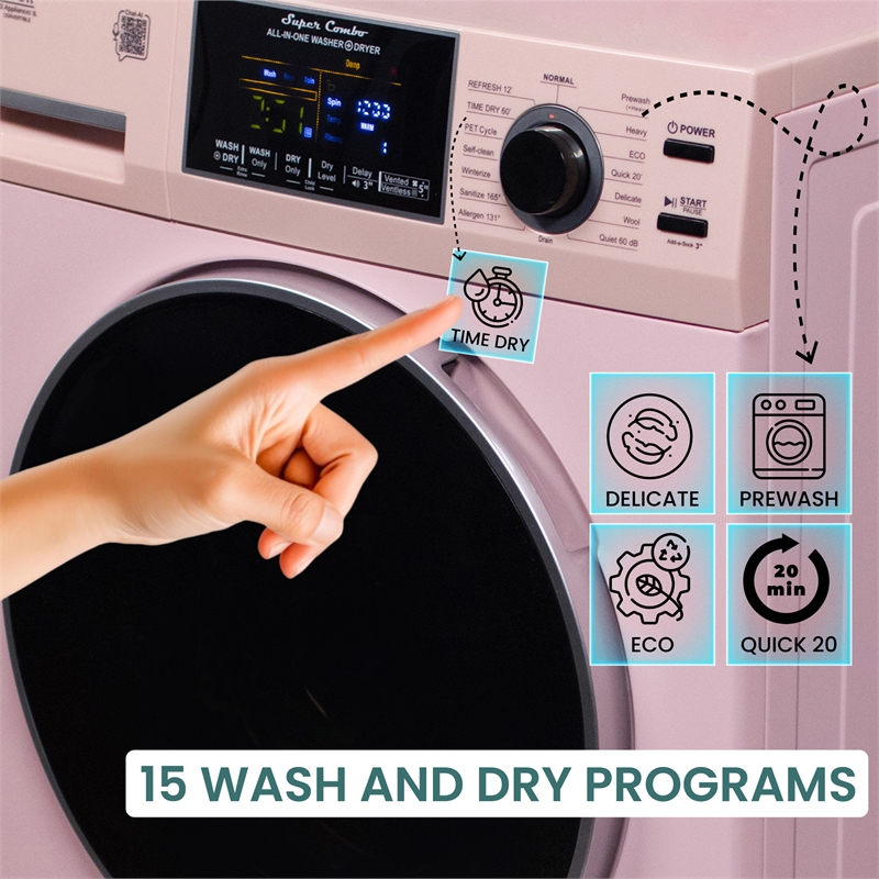Equator All-in-One Washer Dryer VENTLESS/VENTED PET cycle 1.62cf/15lbs 110V