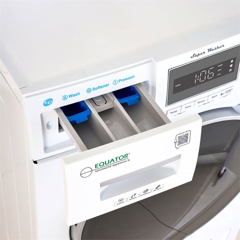 Equator Compact Washer 1.57cf/13lbs POWER WASH 15 Programs 1200rpm 110V