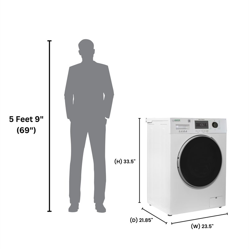 Equator Compact Washer 1.57cf/13lbs POWER WASH 15 Programs 1200rpm 110V
