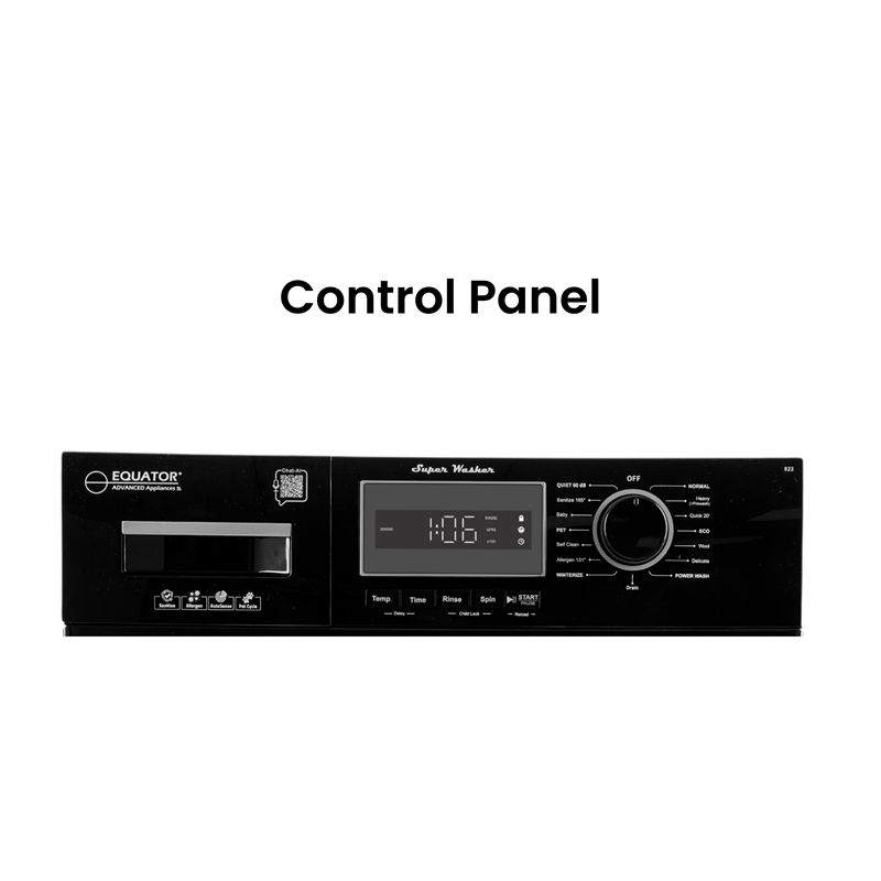 Equator Compact Washer 1.57cf/13lbs POWER WASH 15 Programs 1200rpm 110V