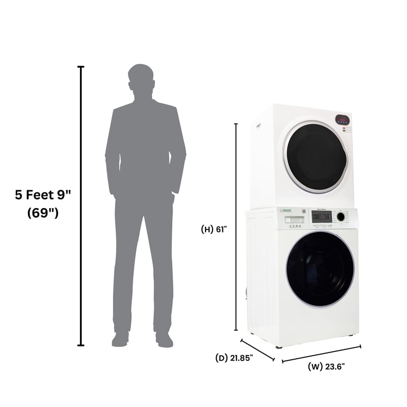 Equator COMPACT STACKABLE LAUNDRY Washer EW 822 1.57cf + Dryer ED 848 2.6cf 110V