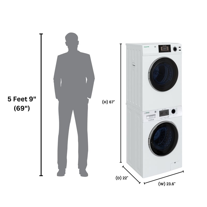 Equator COMPACT STACKABLE LAUNDRY Washer EW 822 1.57cf + Dryer ED 866 3.1cf 110V