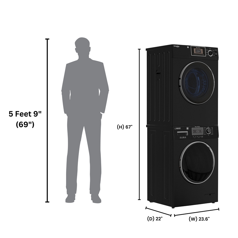 Equator COMPACT STACKABLE LAUNDRY Washer EW 822 1.57cf + Dryer ED 866 3.1cf 110V