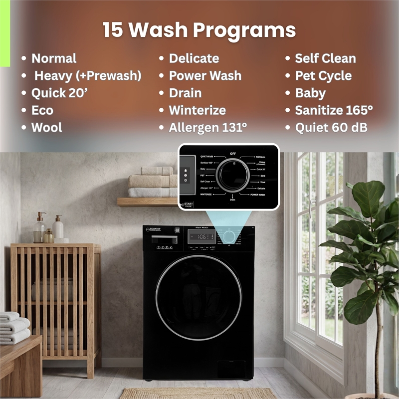 Equator COMPACT STACKABLE LAUNDRY Washer EW 822 1.57cf + Dryer ED 866 3.1cf 110V