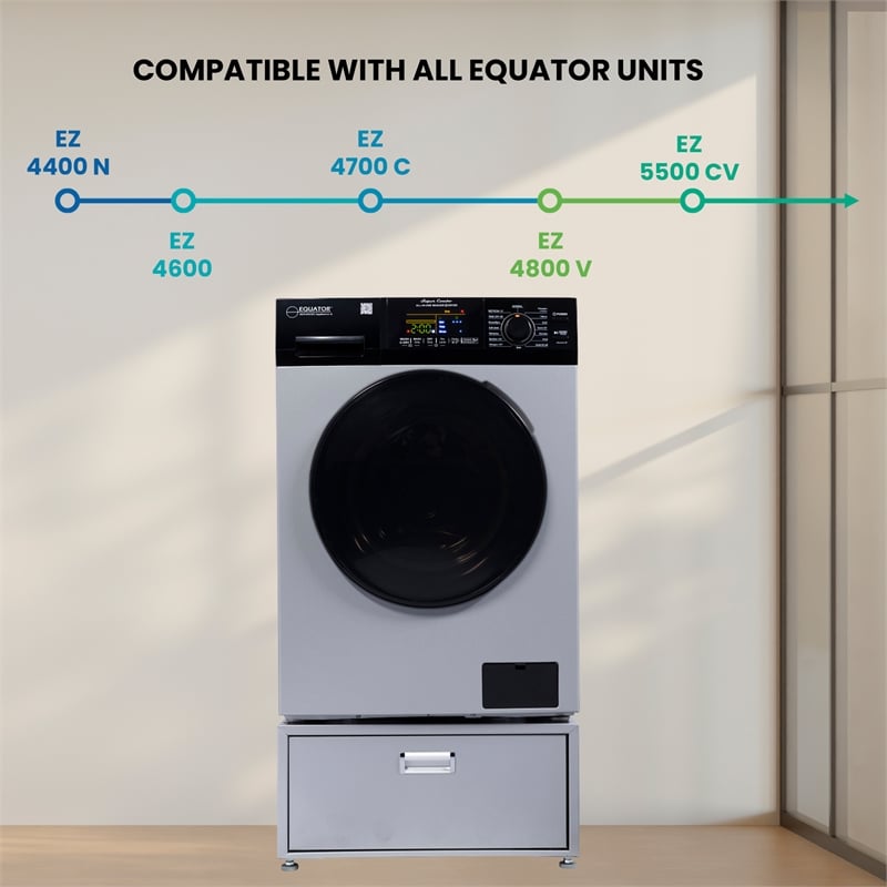 Equator 24in Laundry Pedestal 11in tall + Rollout Storage Drawer Adjustable feet
